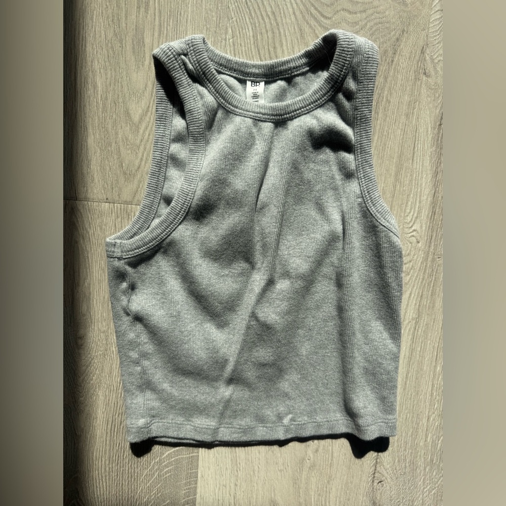 BP Gray Ribbed Sleeveless Top